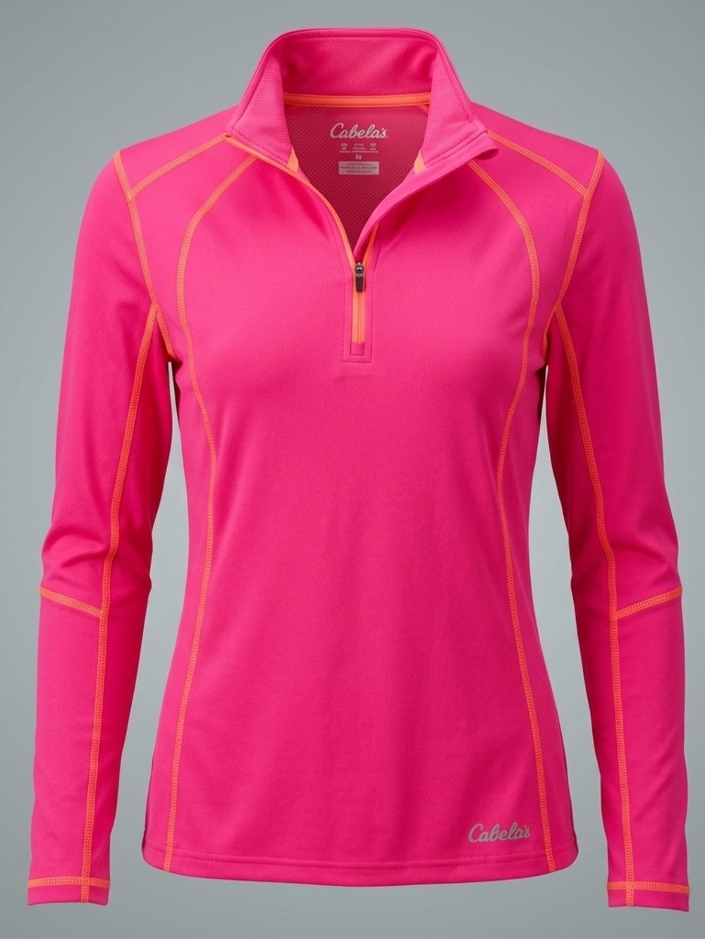 Cabela's Quarter Zip Pullover Hot Pink Long Sleeve Lightweight Shirt Size M